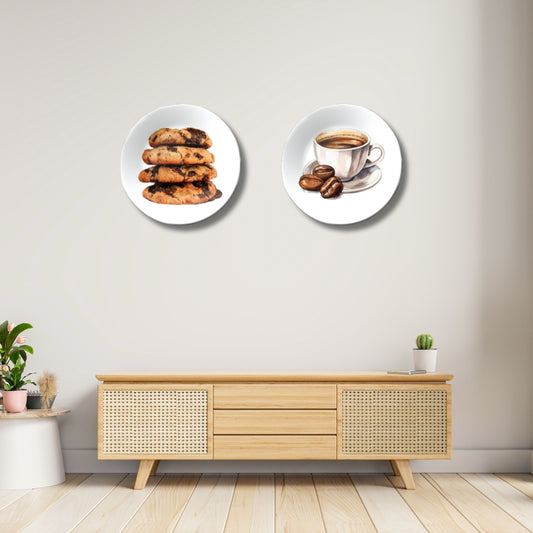 Set of 2 Brew & Bites Café and Kitchen Décor Wall Plates