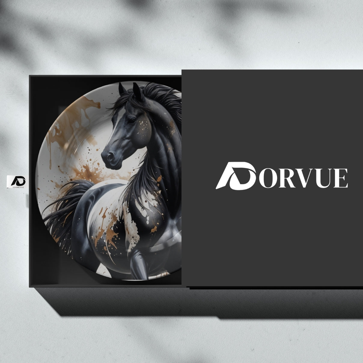 Royal Black Horse Ceramic Decorative Wall Plate For Home Décor