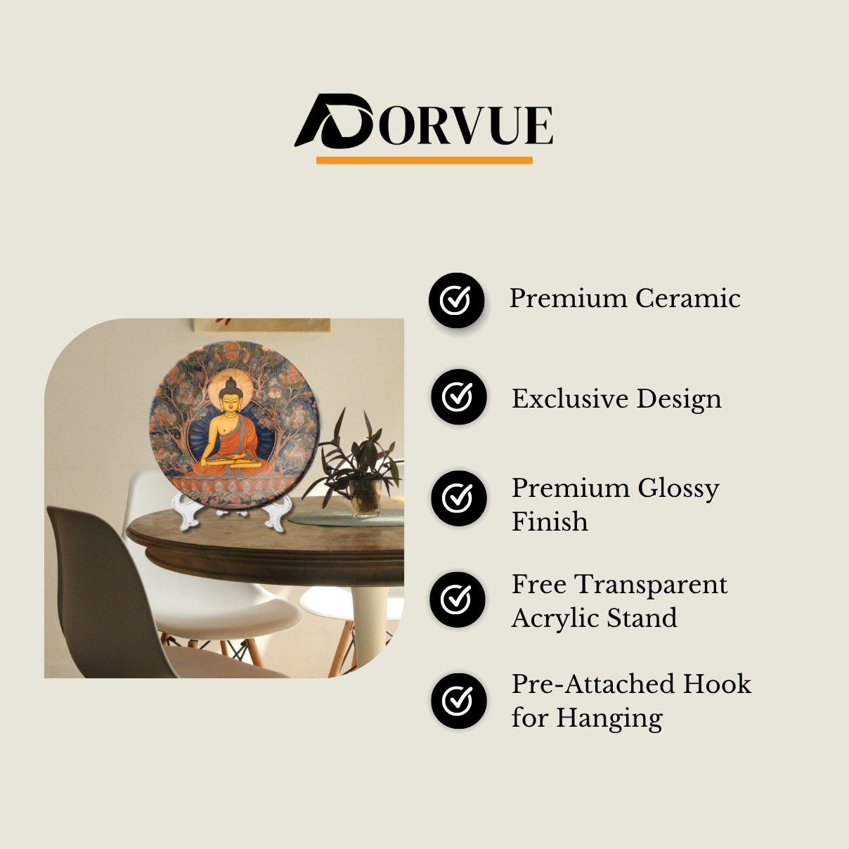 Lord Buddha Decorative Wall Plate For Home Décor and Gift