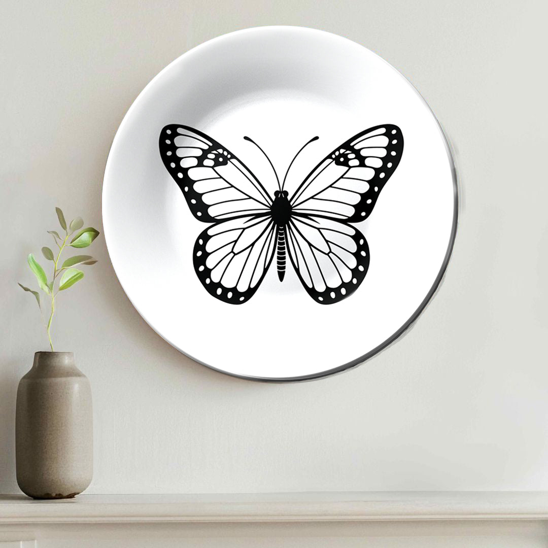 Monochrome Butterfly Wall Decor Decorative Wall Plate