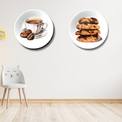 Set of 2 Brew & Bites Café and Kitchen Décor Wall Plates