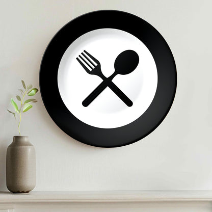 Spoon and Fork Decorative Wall Plate For Kitchen and Café Wall Décor