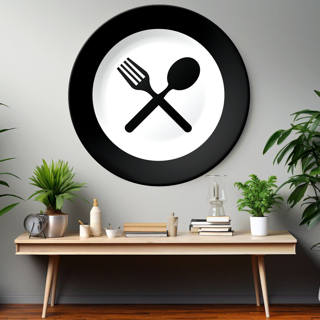 Spoon and Fork Decorative Wall Plate For Kitchen and Café Wall Décor