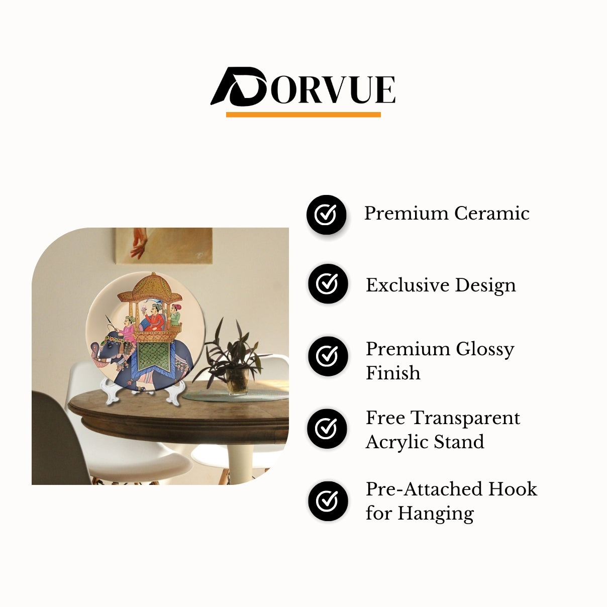 Caravan of King Royal Elephant and King Ceramic Wall Plate Home Décor