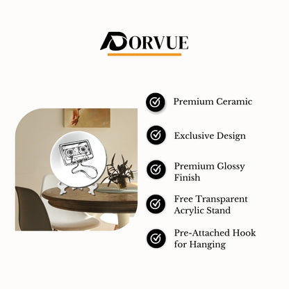 Cassette Tape Black and White Decorative Wall Plate