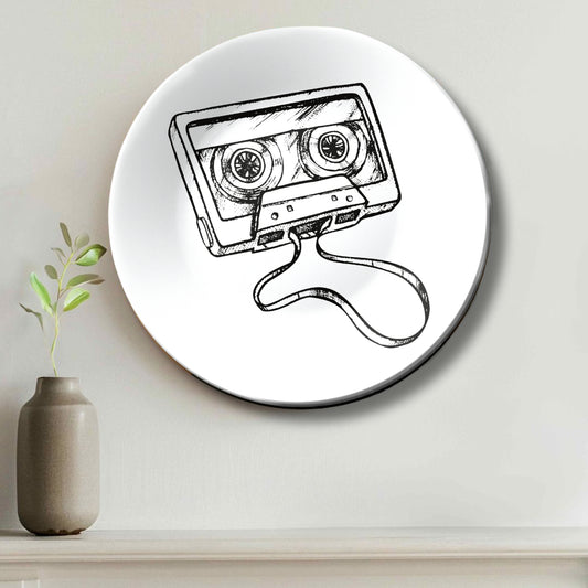 Cassette Tape Black and White Decorative Wall Plate
