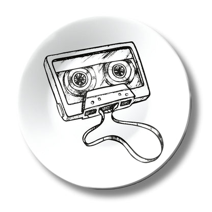 Cassette Tape Black and White Decorative Wall Plate