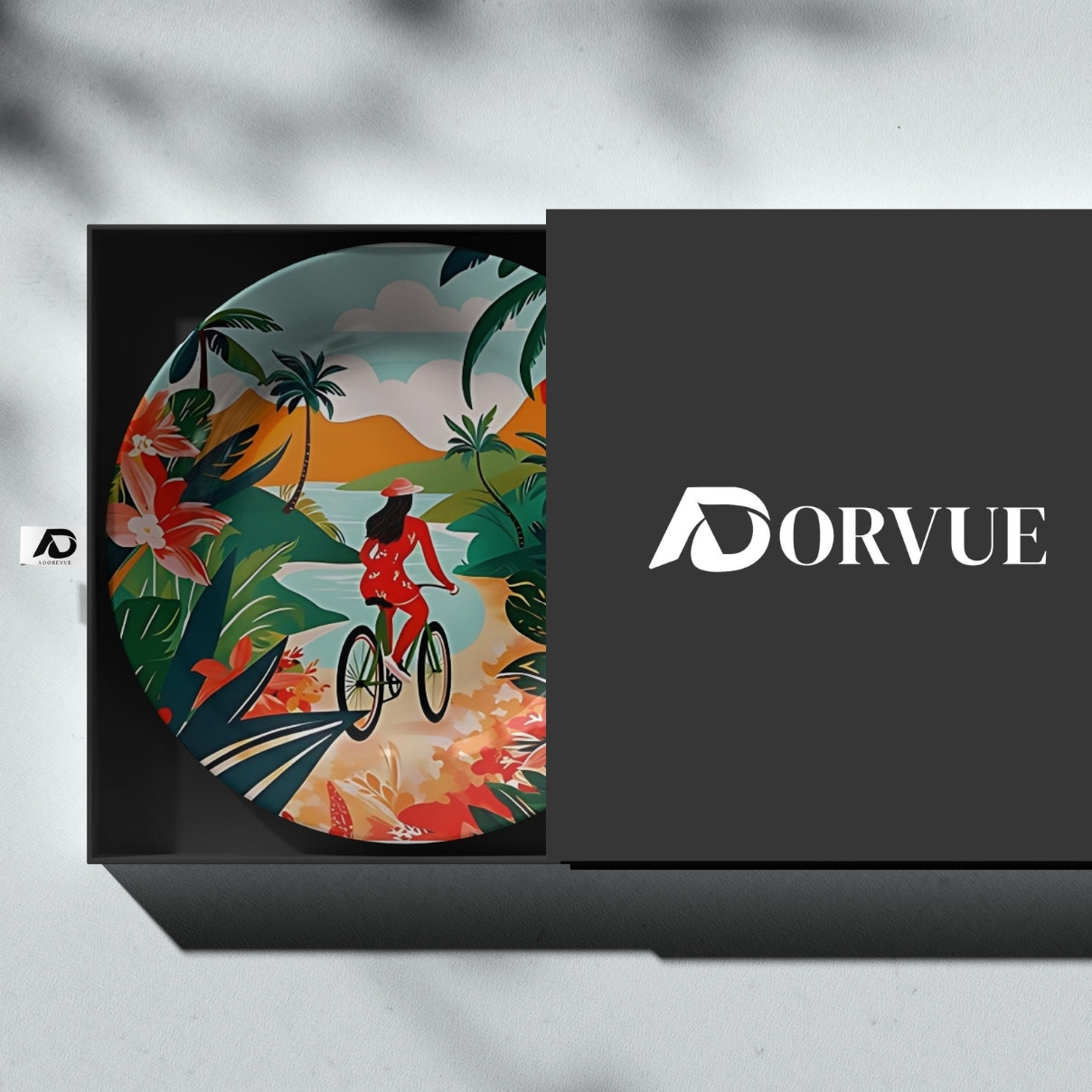 Women Riding Bicycle Ceramic Wall Plate Home Décor