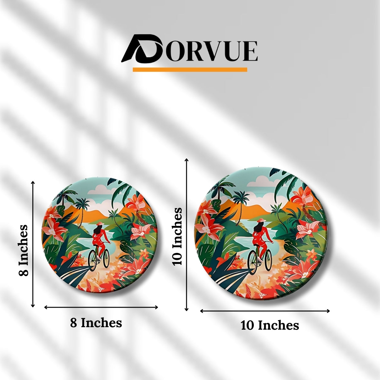 Women Riding Bicycle Ceramic Wall Plate Home Décor