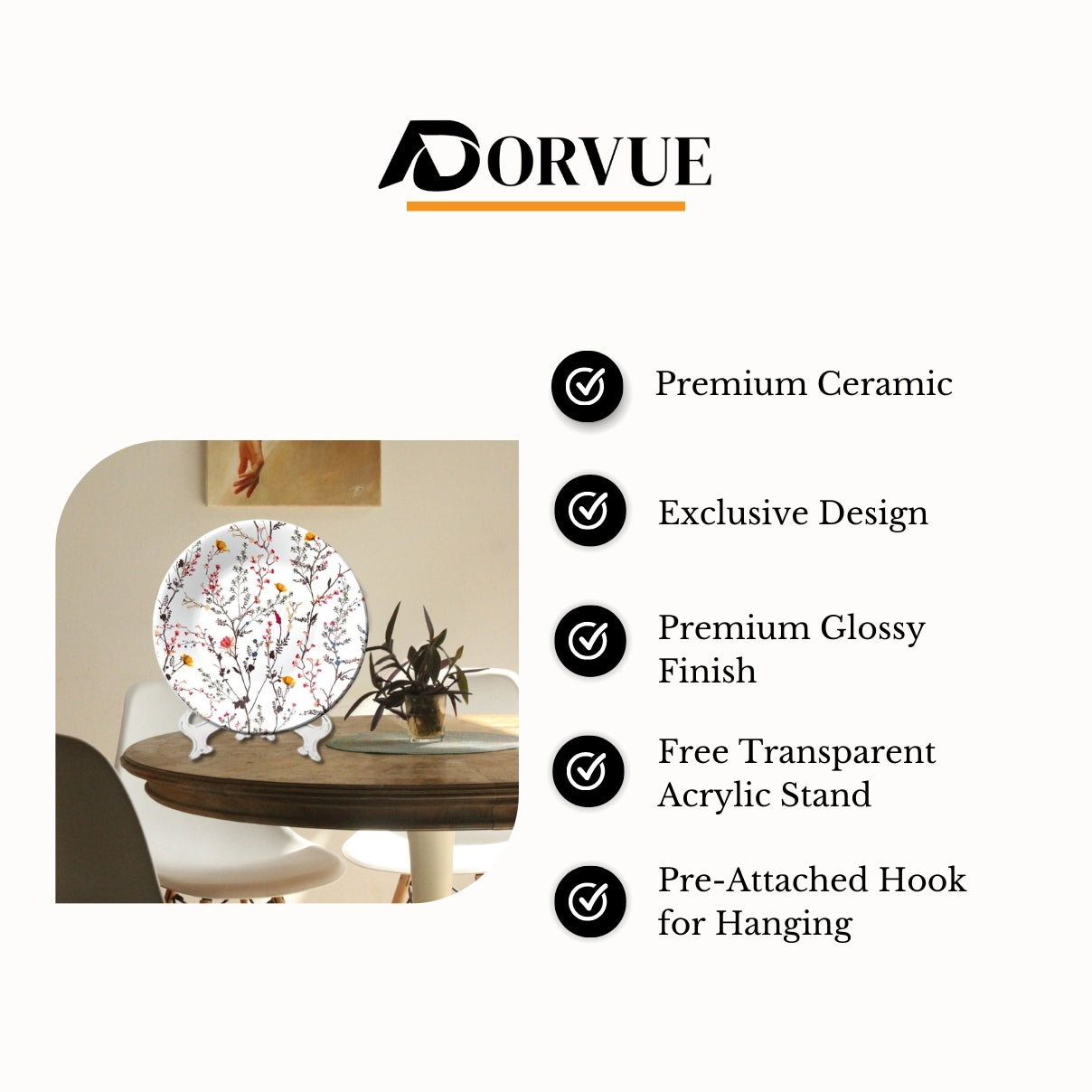 Floral Mirage Ceramic Decorative Wall Plate