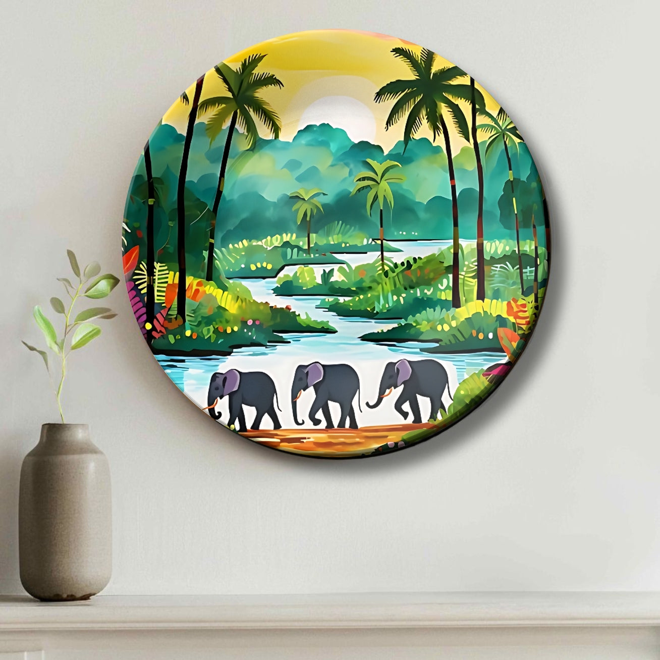 Udawalawe National Park Ceramic Wall Plate Home Décor