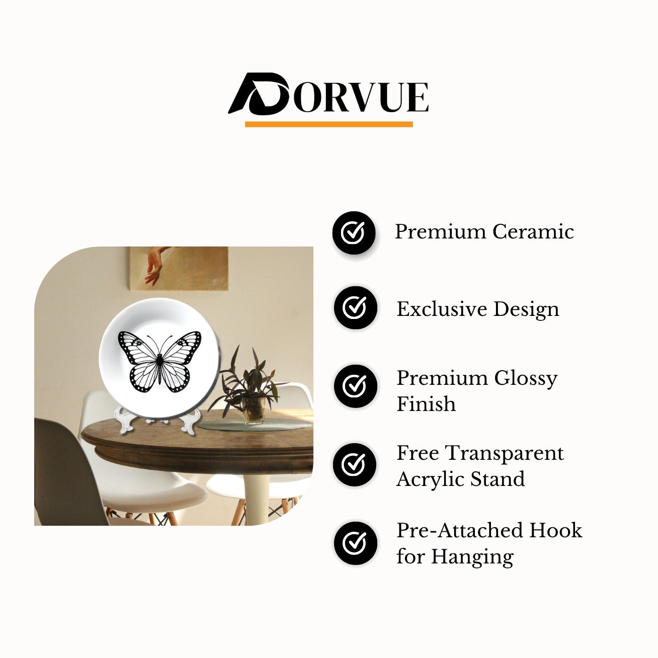 Monochrome Butterfly Wall Decor Decorative Wall Plate