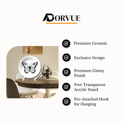 Monochrome Butterfly Wall Decor Decorative Wall Plate