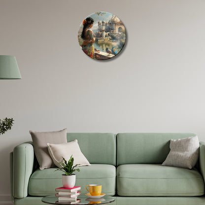 Riverside Beauty – Woman Admiring the Palace Ceramic Decorative Wall Plate