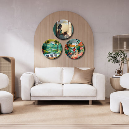 Wanderlust Tropical Escape Lifestyle Wall Plate Set Of 3