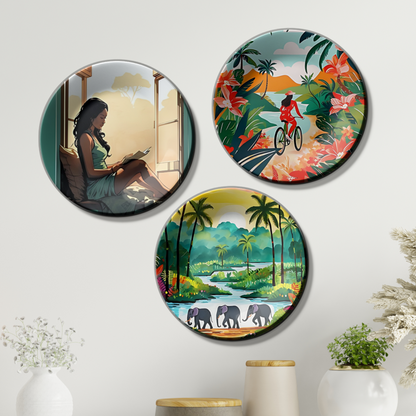 Wanderlust Tropical Escape Lifestyle Wall Plate Set Of 3