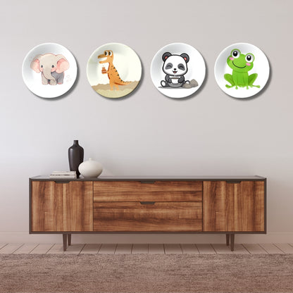 Set of 4 Wild Wonders Kids Room or Nursery Wall Décor Ceramic Wall Plates