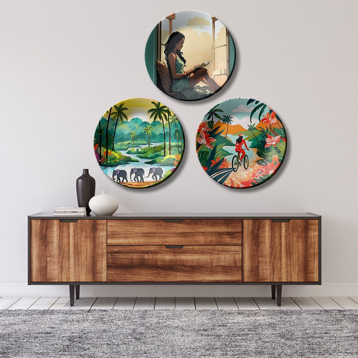 Wanderlust Tropical Escape Lifestyle Wall Plate Set Of 3