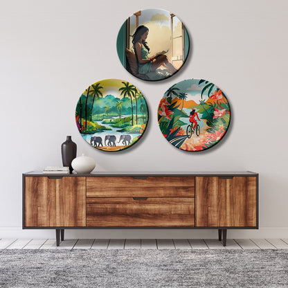 Wanderlust Tropical Escape Lifestyle Wall Plate Set Of 3