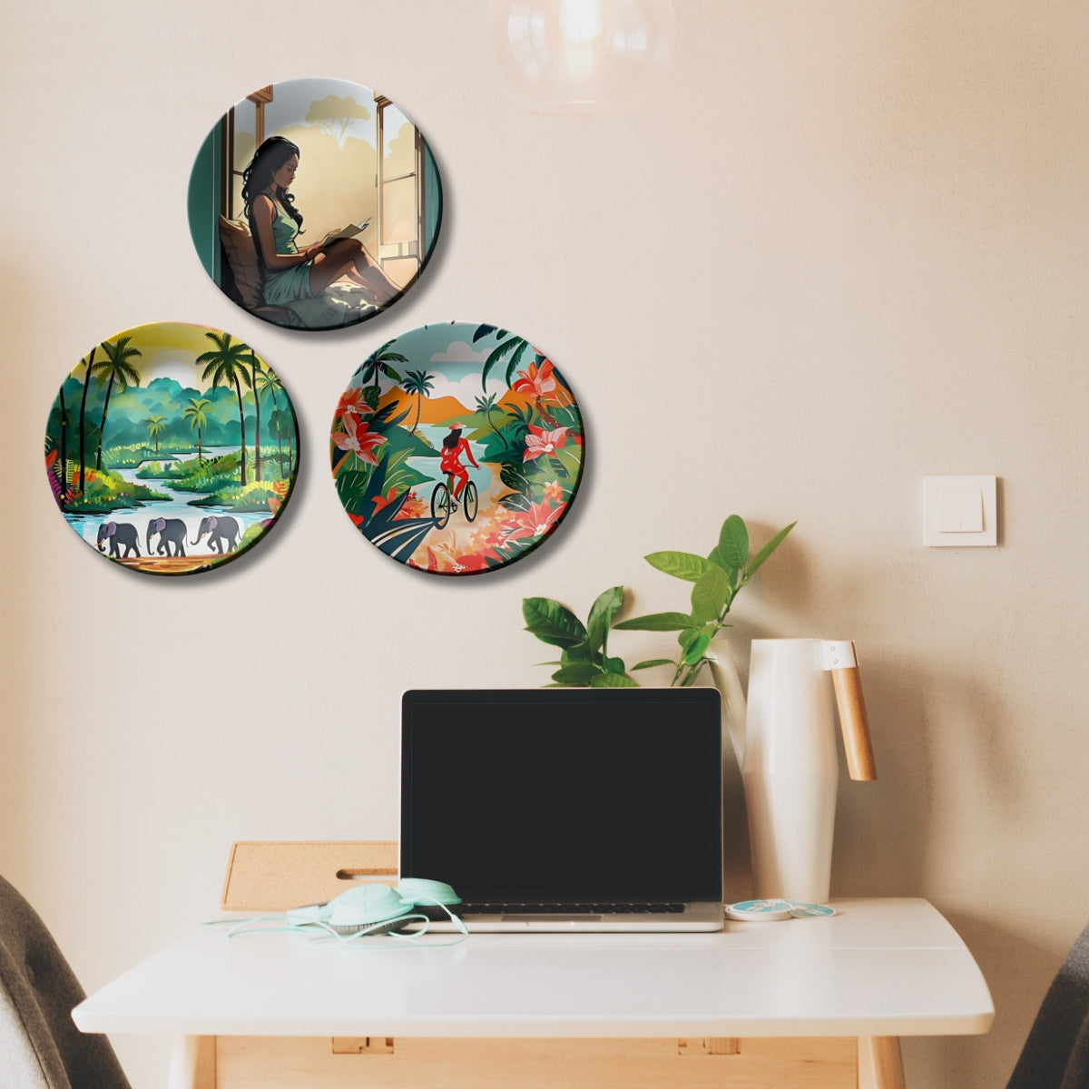 Wanderlust Tropical Escape Lifestyle Wall Plate Set Of 3