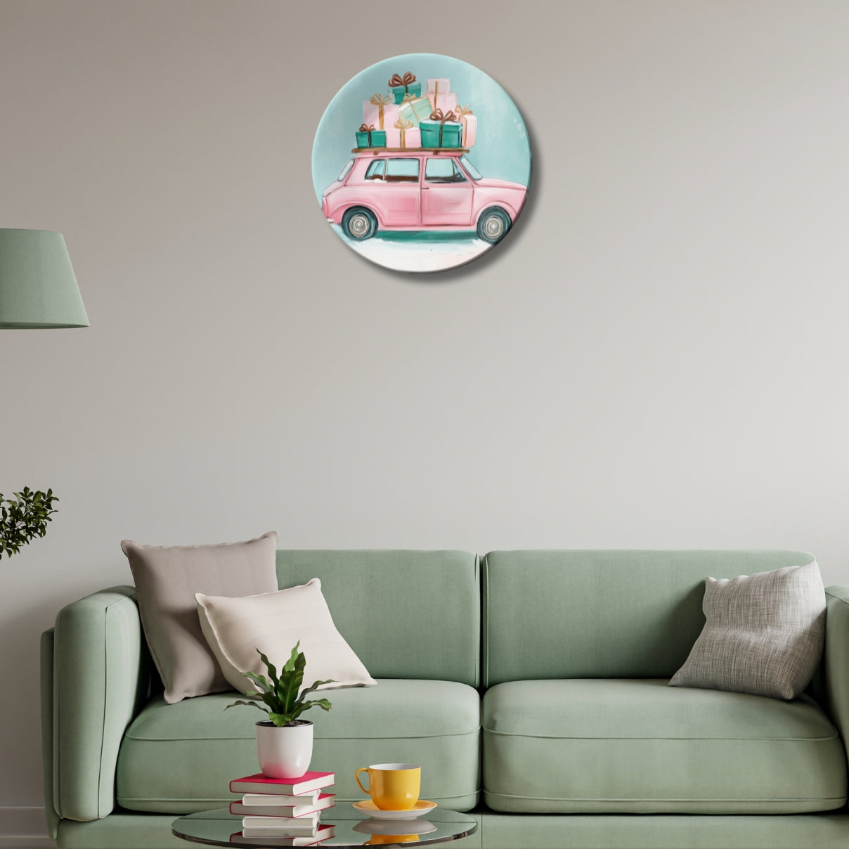 Holiday Gift Ride Christmas Wall Décor Ceramic Decorative Wall Plate