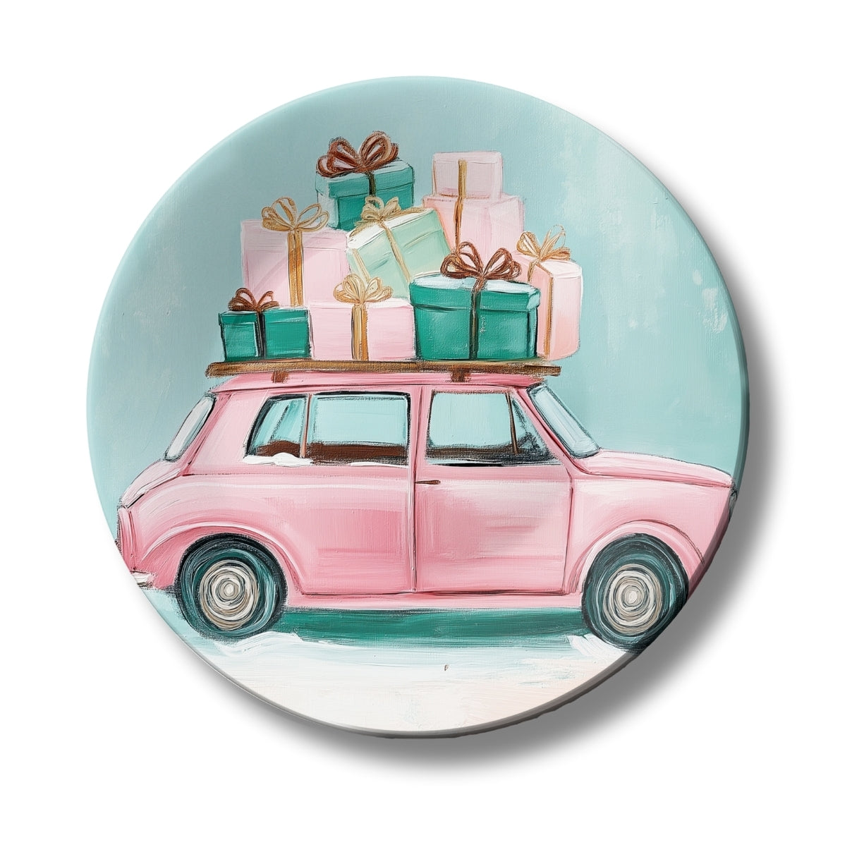 Holiday Gift Ride Christmas Wall Décor Ceramic Decorative Wall Plate