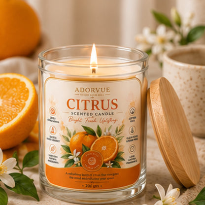 Citrus Scented Candle for Home Décor & Gifting | Natural Soy Wax Aromatherapy Candle