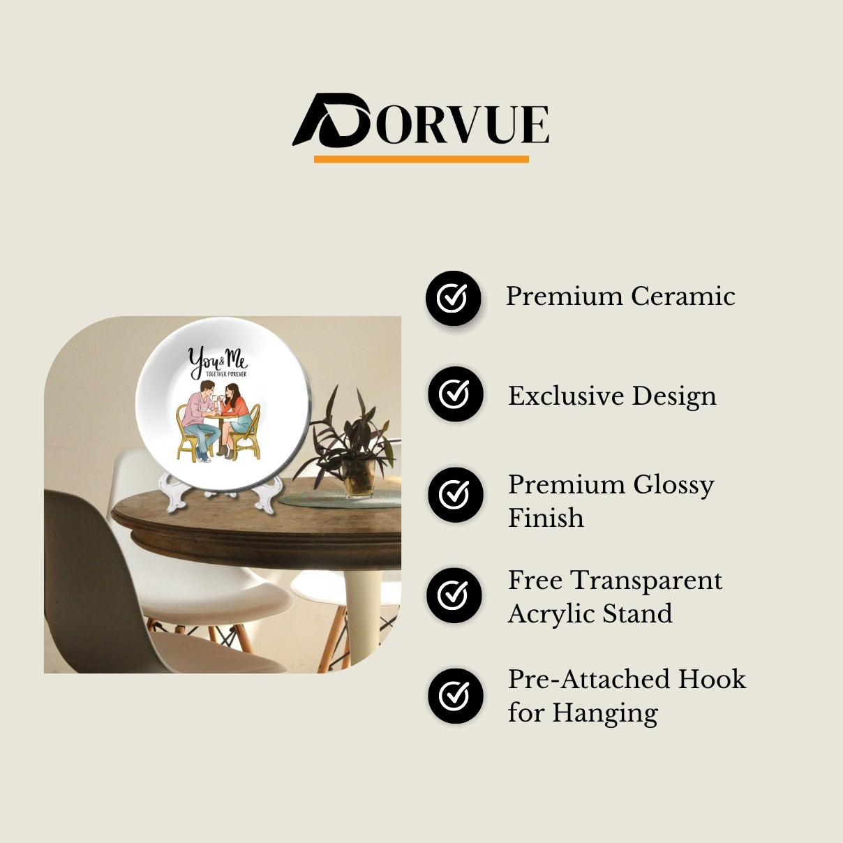 You & Me Couple Ceramic Decorative Wall Plate