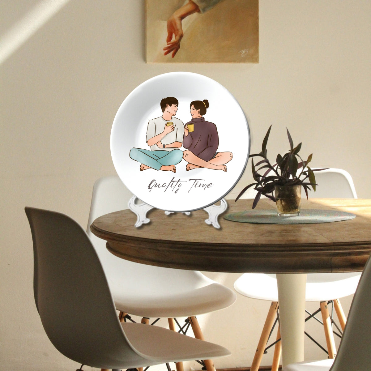 Quality Time Couple Room Wall Décor For Kitchen and Café Decorative Wall Plate