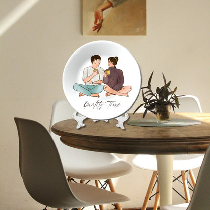 Quality Time Couple Room Wall Décor For Kitchen and Café Decorative Wall Plate