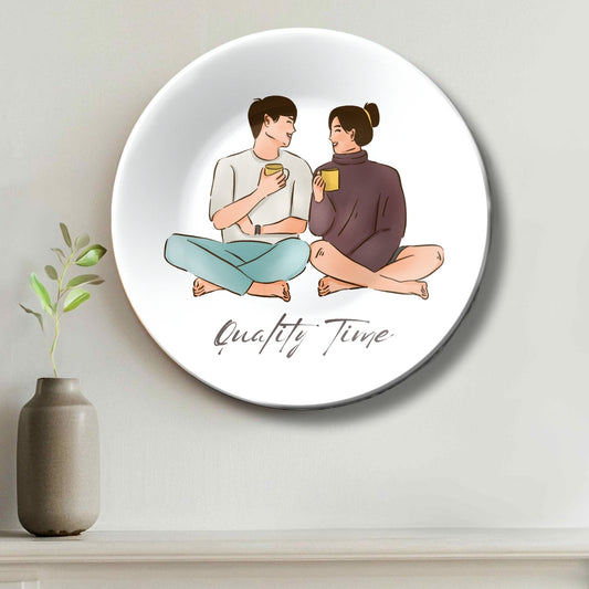 Quality Time Couple Room Wall Décor For Kitchen and Café Decorative Wall Plate