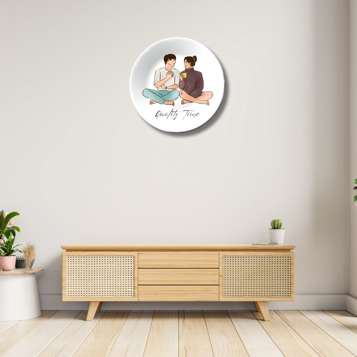 Quality Time Couple Room Wall Décor For Kitchen and Café Decorative Wall Plate