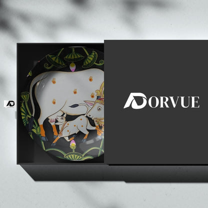 Cow and Calf Pichwai Wall Plate Vastu Home Décor