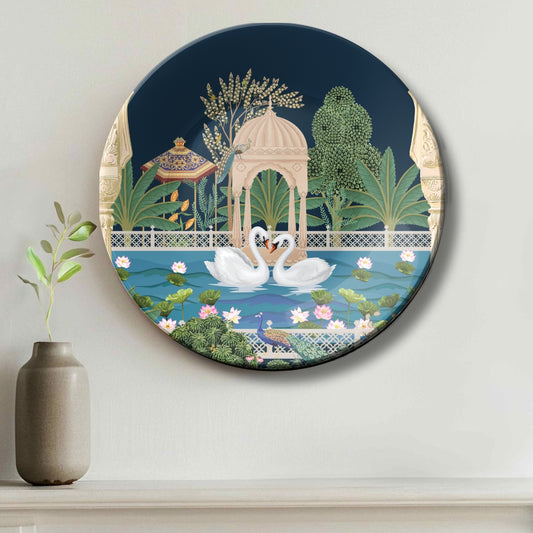 Swan Couple Ceramic Wall Plate Home Décor