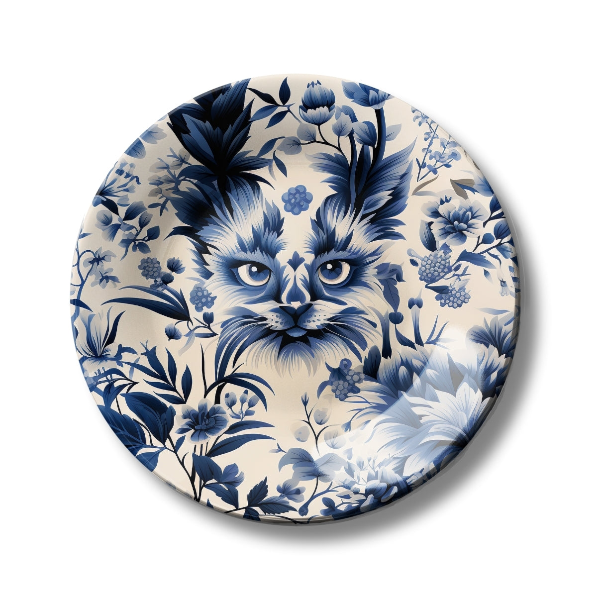 Porcelain Flora Hidden Kitty Ceramic Wall Plate Home Décor