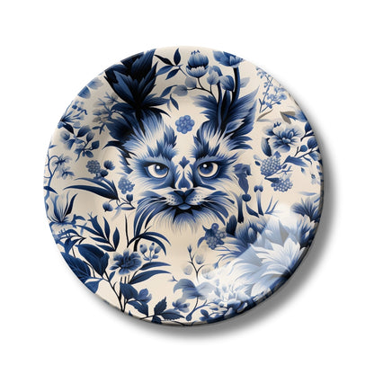 Porcelain Flora Hidden Kitty Ceramic Wall Plate Home Décor