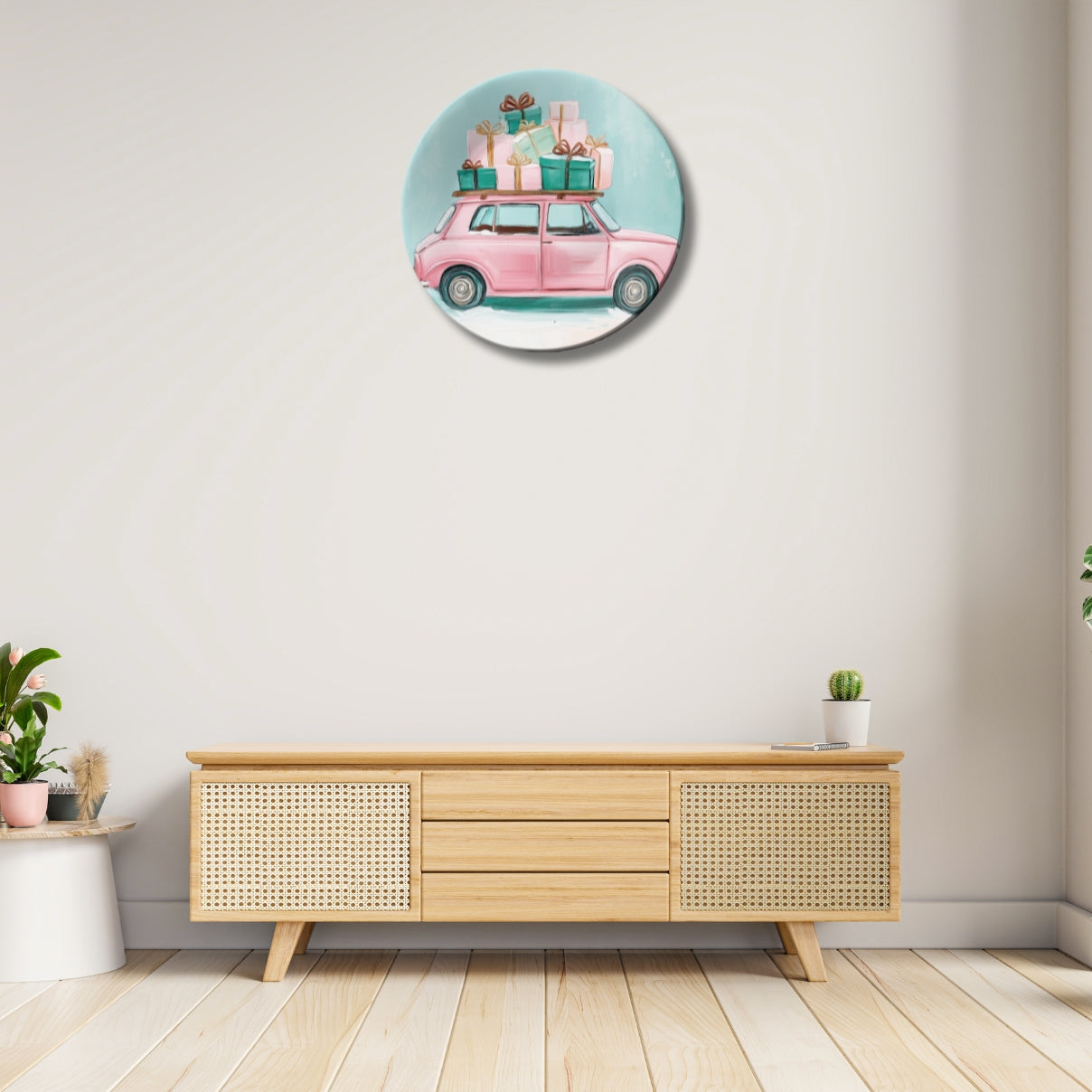 Holiday Gift Ride Christmas Wall Décor Ceramic Decorative Wall Plate