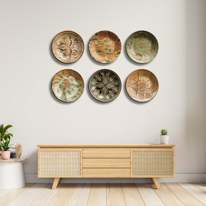Set of 6 German Dish Art Ceramic Decorative Wall Plates Décor