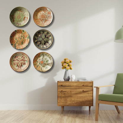 Set of 6 German Dish Art Ceramic Decorative Wall Plates Décor