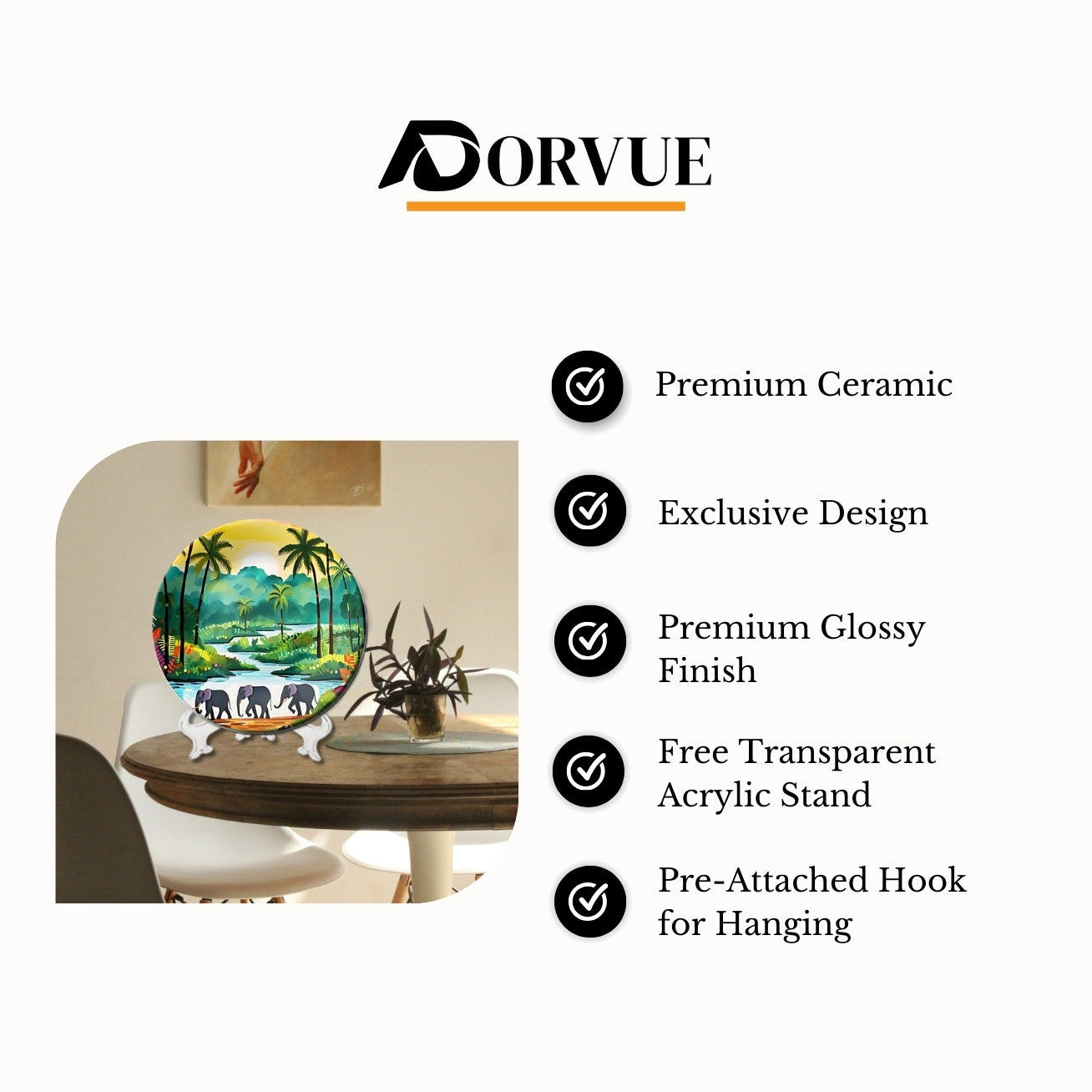 Udawalawe National Park Ceramic Wall Plate Home Décor