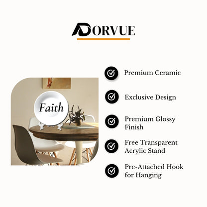 "Faith" Quote Monochrome Decorative Wall Plate