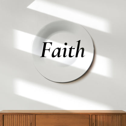 "Faith" Quote Monochrome Decorative Wall Plate