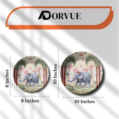Set of 3 Elephant, Lotus, Peacock Nature Ceramic Decorative Wall Plates Home Décor