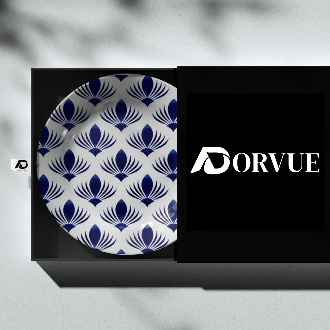 Royal Porcelain Sapphire Lotus Ceramic Wall Plate Home Décor