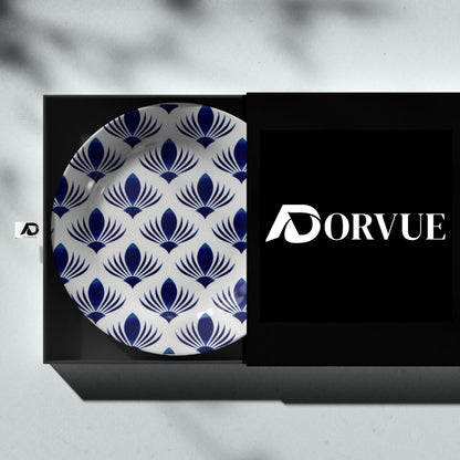 Royal Porcelain Sapphire Lotus Ceramic Wall Plate Home Décor