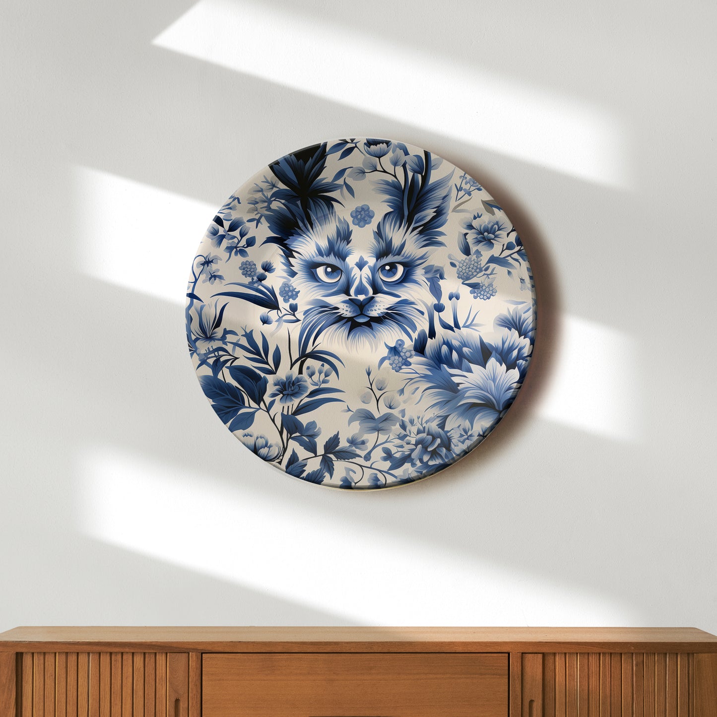 Porcelain Flora Hidden Kitty Ceramic Wall Plate Home Décor