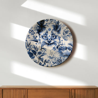 Porcelain Flora Hidden Kitty Ceramic Wall Plate Home Décor