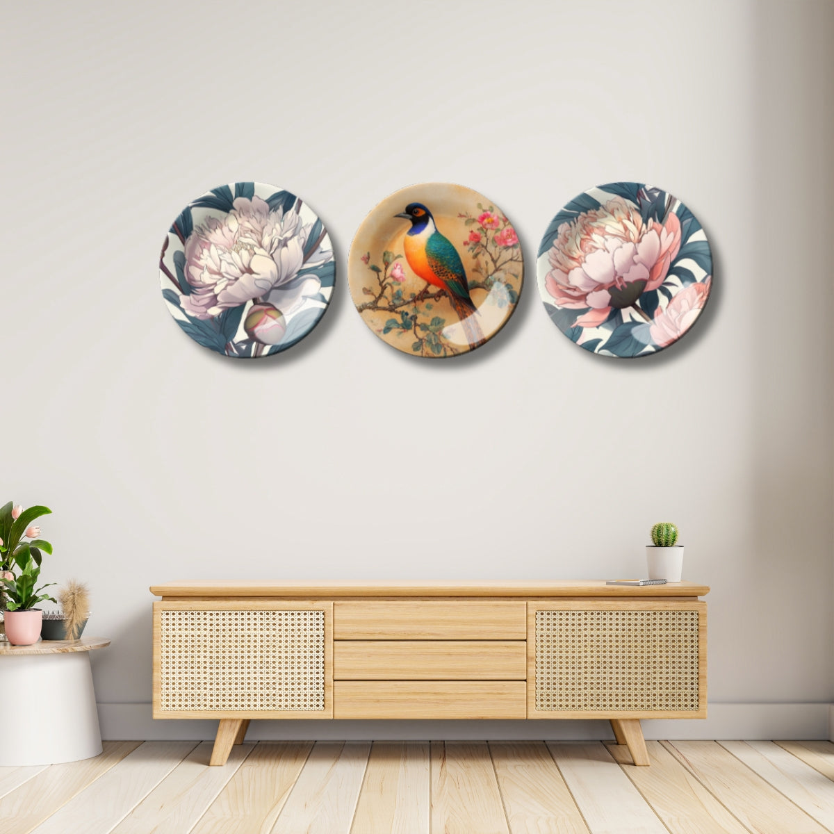 Set of 3 Blossom & Wings Home Décor Wall Plates