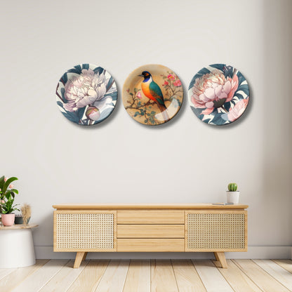 Set of 3 Blossom & Wings Home Décor Wall Plates