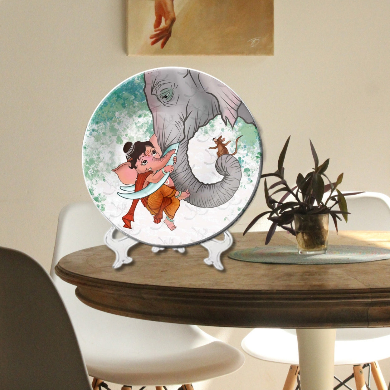 Ganesha Playing With Elephant Decorative Wall Plate